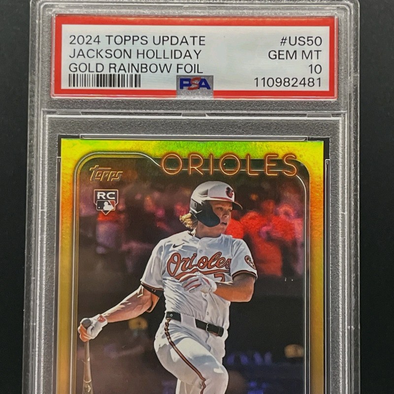 Jackson Holliday RC PSA 10 2024 Topps Update Gold Foil US50 Orioles view 2