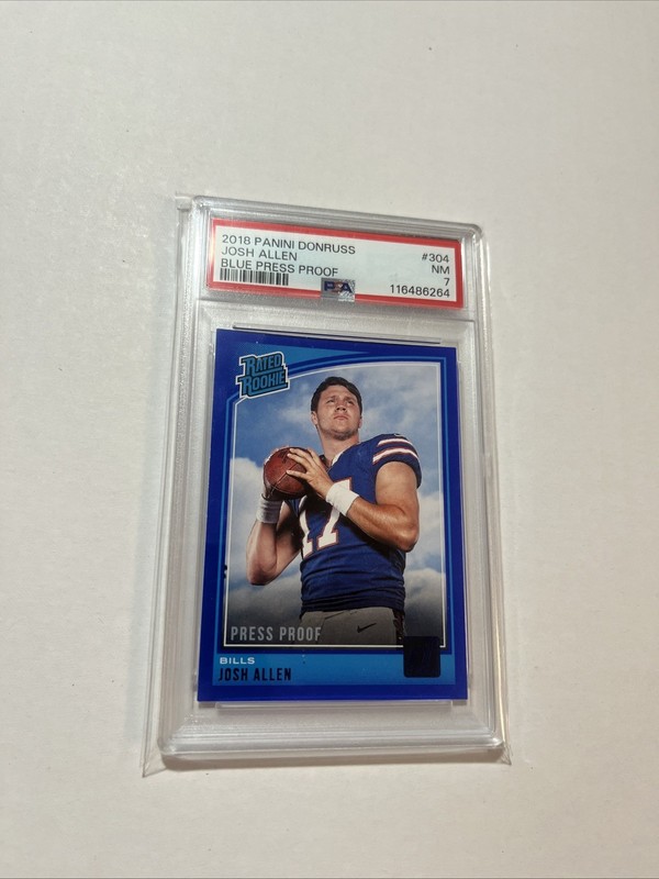 2018 PANINI DONRUSS BLUE PRESS PROOF #304 JOSH ALLEN ROOKIE RC PSA 7