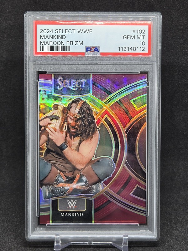 🔥 2024 Select WWE *Mankind* /149 Maroon Prizm PSA 10 🔥 