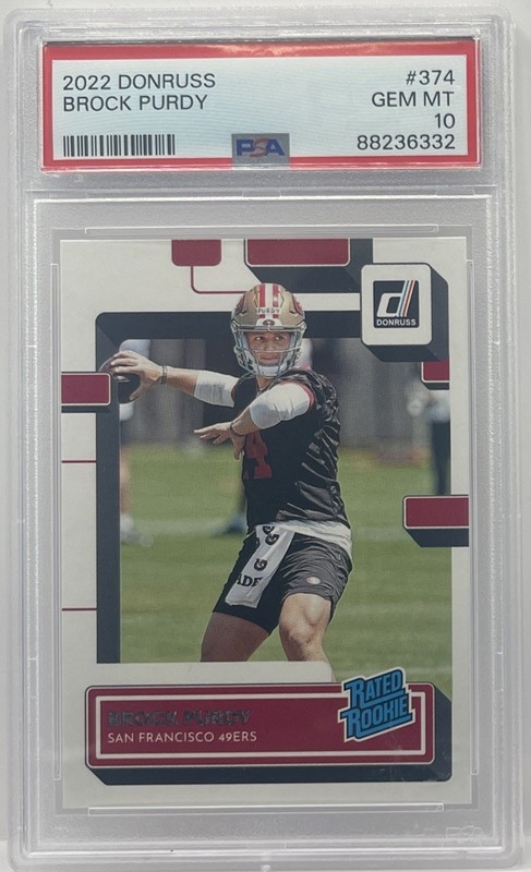 2022 Donruss #374 Brock Purdy 49ers RC Rated Rookie PSA 10 GEM MINT