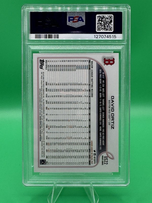 2022 Topps Update David Ortiz SP PSA 10 #US22 Red Sox view 2