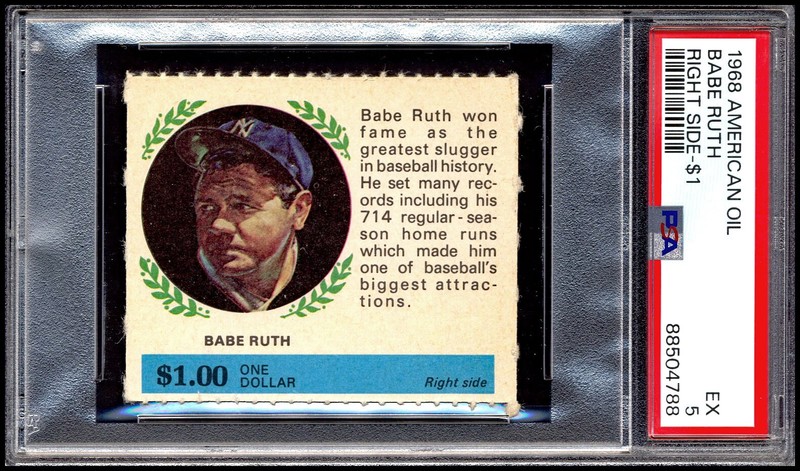 BABE RUTH 1968 American Oil right side HOF Yankees PSA 5 EX