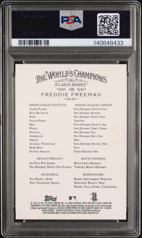 2011 Topps Allen & Ginter Freddie Freeman Rookie #198 PSA 9 view 2
