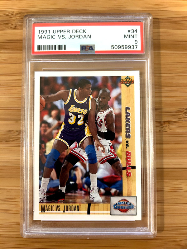1991-92 Upper Deck Magic Johnson vs Michael Jordan Card #34 PSA 9 Mint