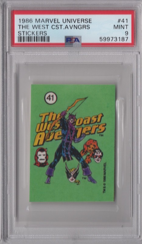 West Coast Avengers 1986 Marvel Universe PSA 9 Mint Graded Sticker Card #41