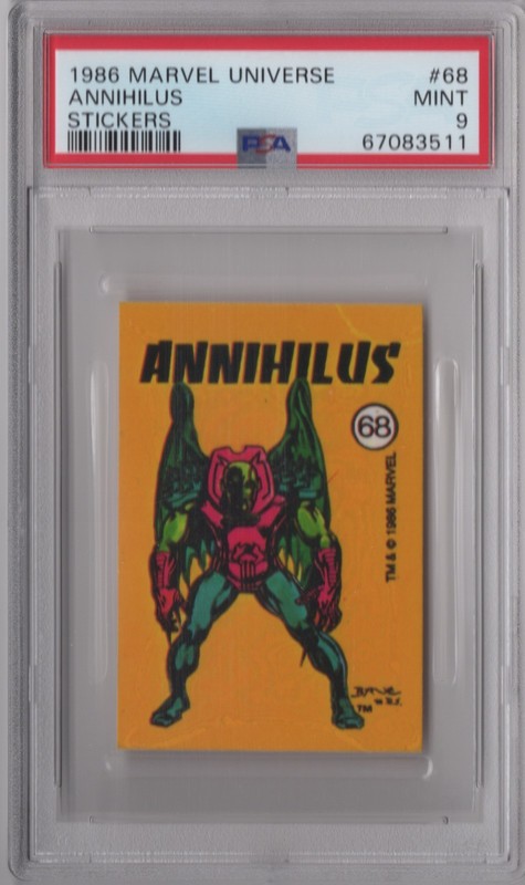 Annihilus 1986 Marvel Universe PSA 9 Mint Graded Sticker Card #68