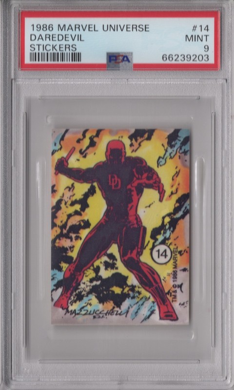 Daredevil 1986 Marvel Universe PSA 9 Mint Graded Sticker Card #14