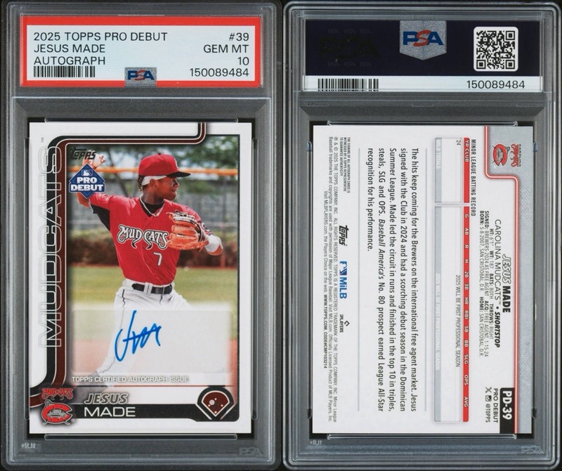 2025 Topps Pro Debut #39 Jesus Made Brewers RC Rookie AUTO PSA 10 GEM MINT