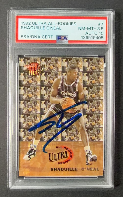 1992 Fleer Ultra All Rookies Shaquille O'Neal #7 RC Rookie Auto PSA 8.5 Auto 10
