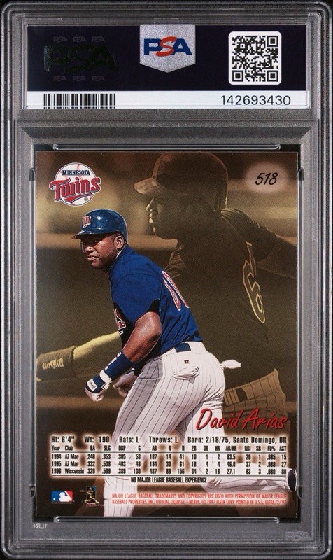 1997 Ultra David Ortiz Rookie #518 PSA 8 view 2