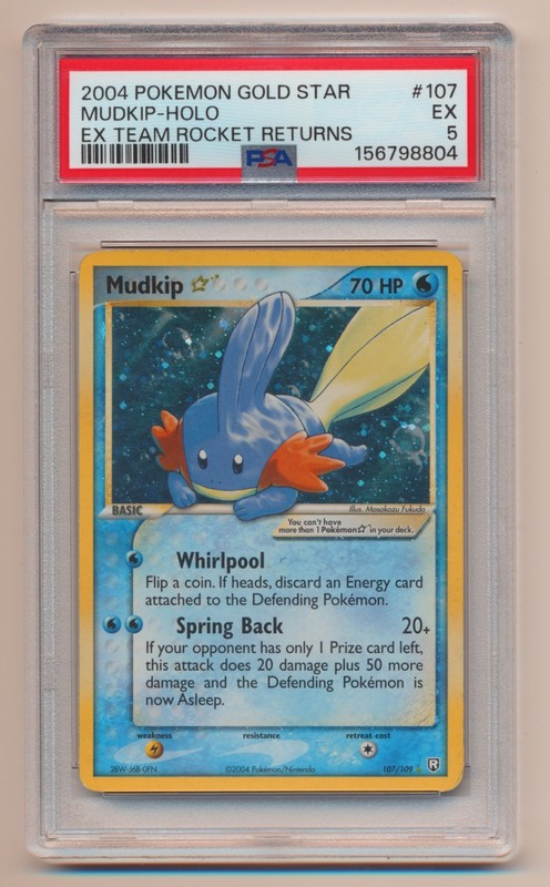 PSA 5 Pokemon EX Team Rocket Returns Holo Gold Star Shining Mudkip 107/109 EX!!