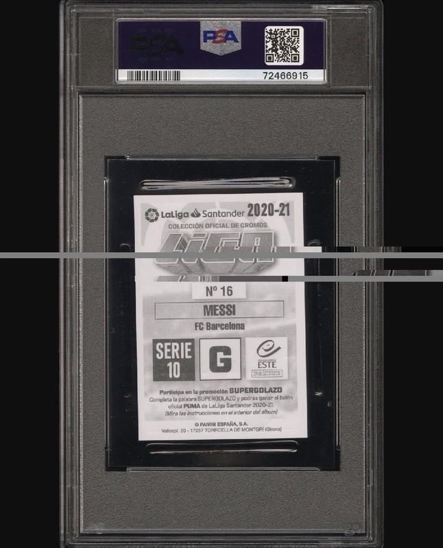 Panini 2020 Colecciones Este LaLiga Lionel Messi FC Barcelona PSA 10 #16 view 2
