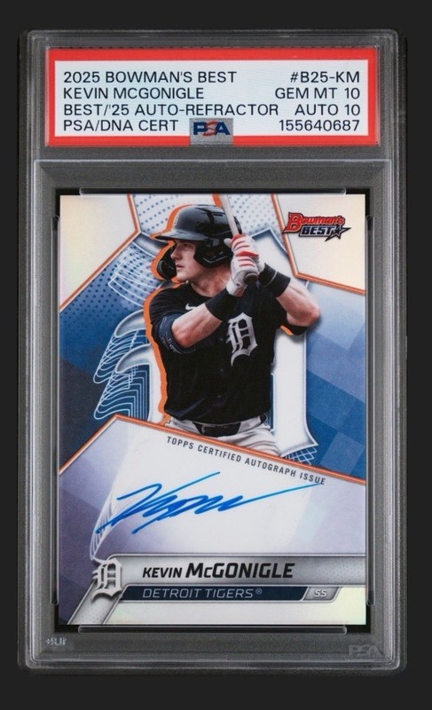 PSA 10 Auto 10 Pop 1! KEVIN MCGONIGLE 2025 Bowman's Best Refractor Auto #B25-KM