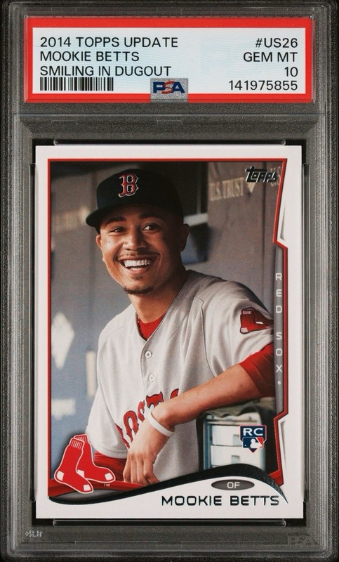 2014 Topps Update Mookie Betts Rookie SP Smiling In Dugout #US26 PSA 10
