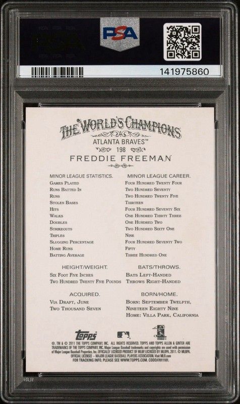 2011 Topps Allen & Ginter Freddie Freeman #198 Rookie PSA 10 view 2