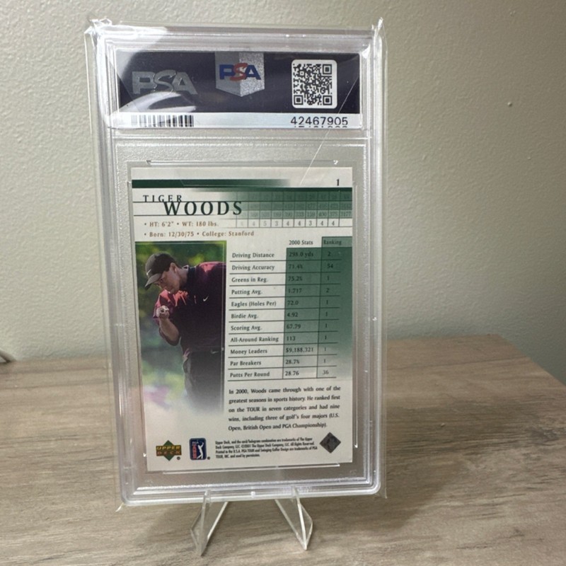 PSA 8 2001 Upper Deck Golf Tiger Woods #1 Graded Standard Size English (RC) view 2