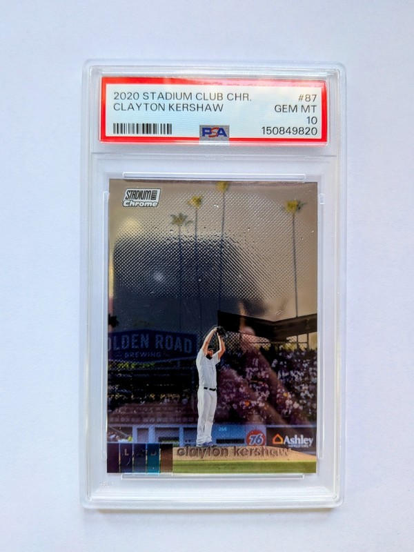 2020 Topps Stadium Club Chrome Clayton Kershaw #87 PSA 10 ICONIC PHOTO RARE