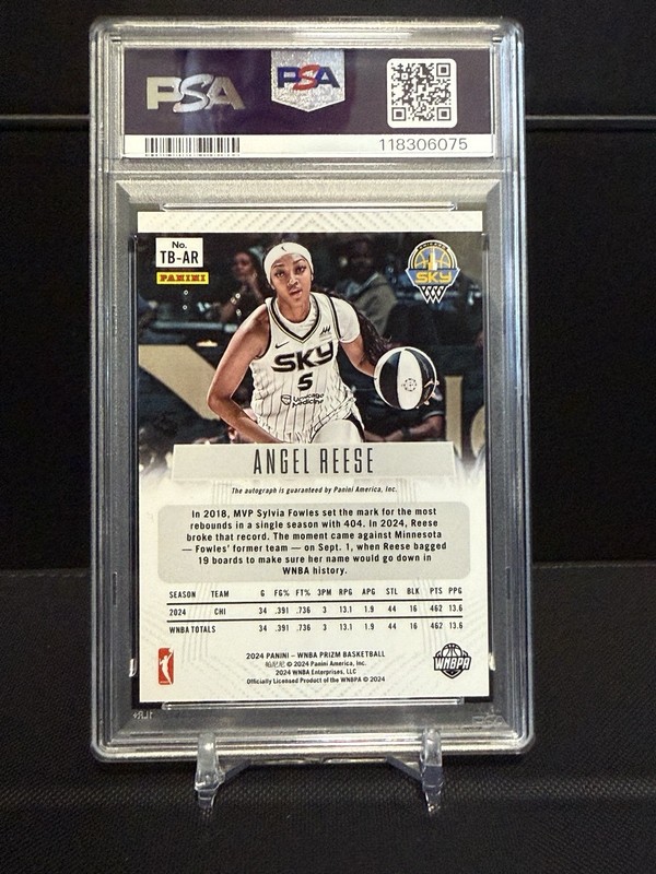 2024 Panini Prizm WNBA Angel Reese RC #TB-AR Throwback Signatures Auto PSA 9/10 view 2