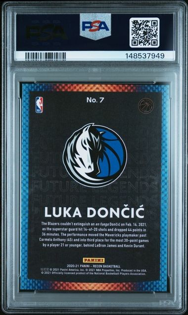 2020 Recon Luka Doncic Future Legends PSA 9 Mint #7 Dallas Mavericks view 2