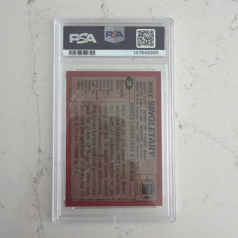 1983 Topps Mike Singletary Vintage Football Card #38 Chi Bears HOF - PSA 6 EX-MT view 2