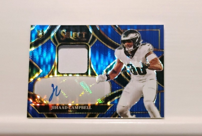 Jihaad Campbell Rookie Patch Auto #/45 Blue Prizm - 2025 Panini Select 