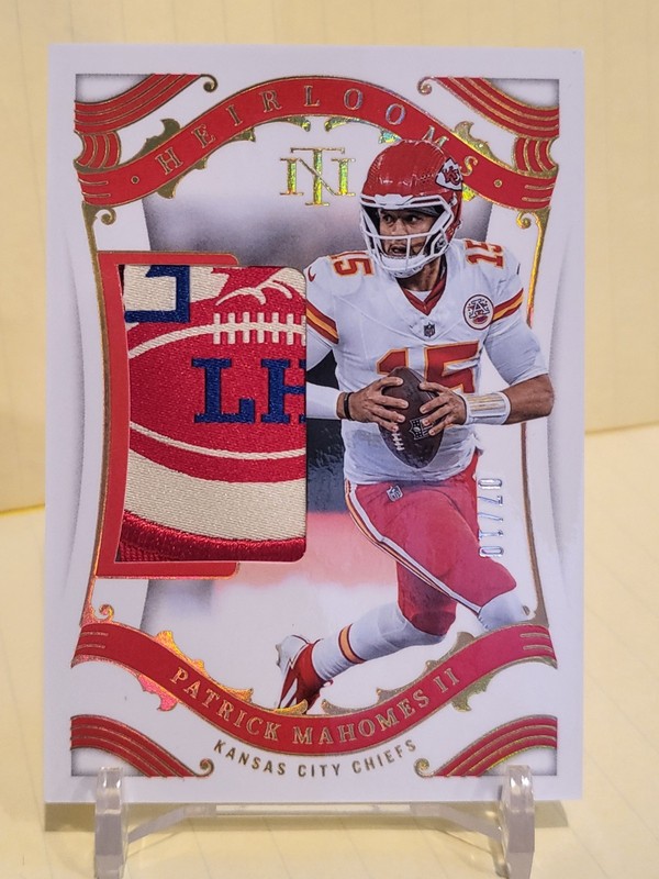 2025 NATIONAL TREASURES PATRICK MAHOMES II HEIRLOOMS PATCH # H-PMS 7/10 WELL CEN