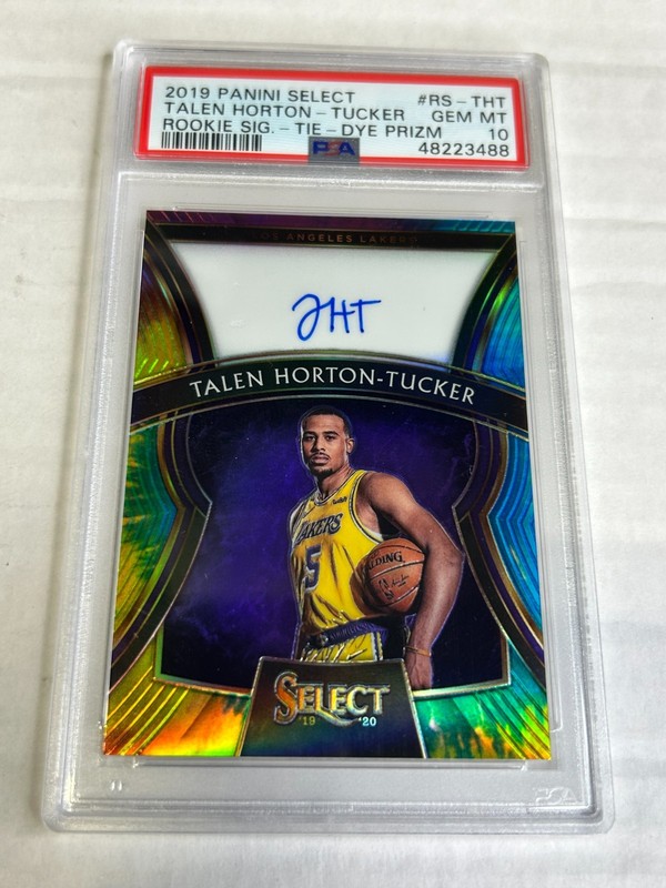 2019-20 Panini Select Talen Horton-Tucker 17/25 Tie Dye Rookie Auto PSA 10 E6