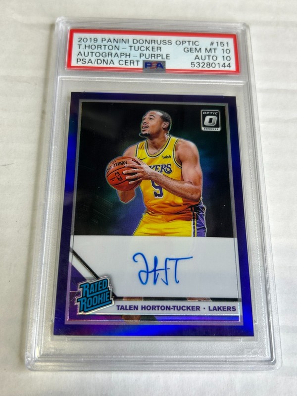 2019-20 Donruss Optic Talen Horton-Tucker Purple Rated Rookie Auto PSA 10/10 E6