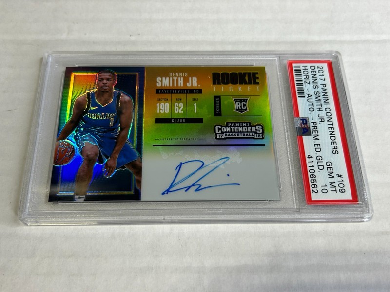 2017-18 Contenders Dennis Smith Jr 2/10 Gold Premium Rookie Auto PSA 10 E6