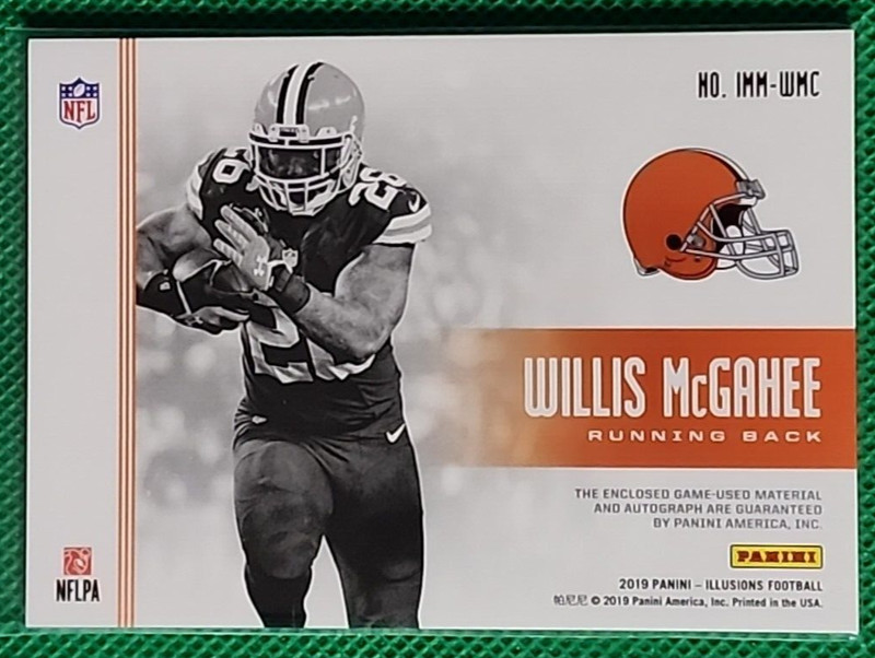 Willis McGahee /10 2019 Illusions Immortalized Auto Game Used Jersey Browns SSP view 2