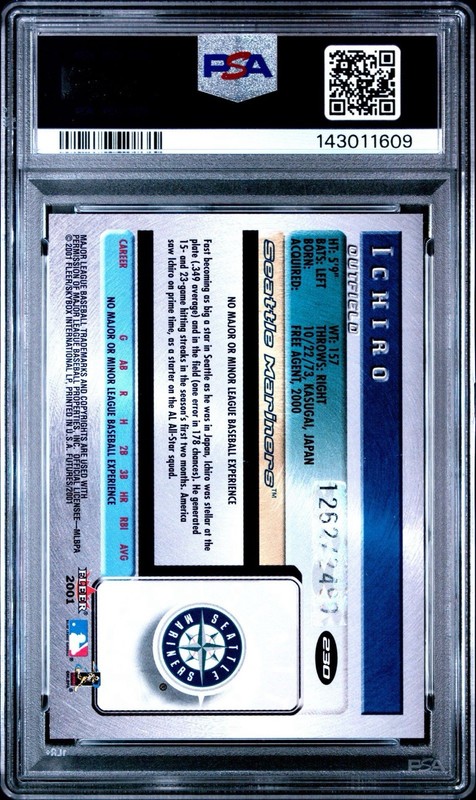 2001 Fleer Futures Ichiro Suzuki /2499 Rookie PSA 8 view 2