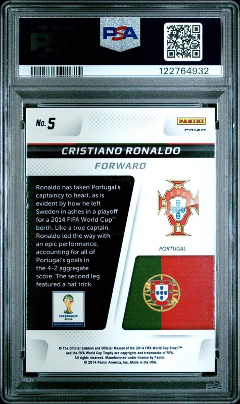 PSA 8 2014 Panini Prizm World Cup Cristiano Ronaldo Cup Captains Silver #5 view 2