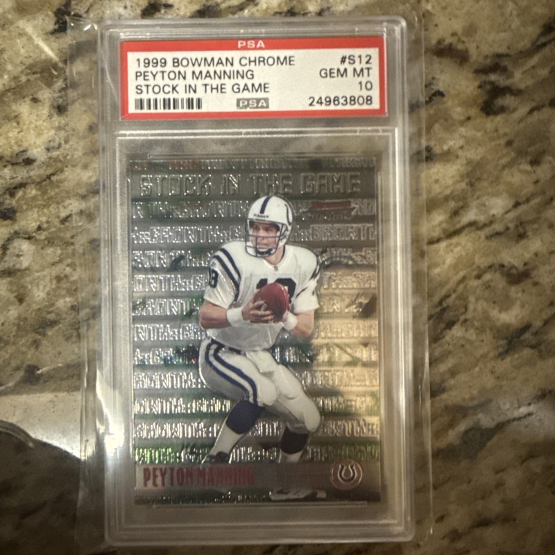 1999 Bowman Chrome Peyton Manning Stock in the Game Refractor #S12 Colts PSA 10