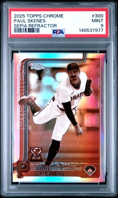 Paul Skenes 2025 Topps Chrome #300 Sepia Refractor PSA 9  All Star Rookie