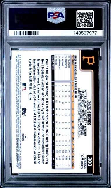 Paul Skenes 2025 Topps Chrome #300 Sepia Refractor PSA 9  All Star Rookie view 2