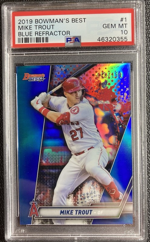 2019 bowman"s best MIKE TROUT #1 BLUE REFRACTOR /150 PSA 10 GEM MINT