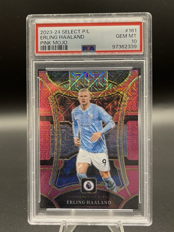 2023-24 Panini Select P/L - Erling Haaland #161 Pink Mojo Prizm /325 - PSA 10