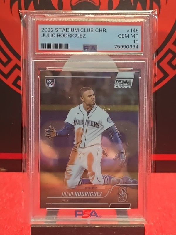 Graded 2022 Stadium Club Chrome JULIO RODRIGUEZ RC Rookie #148 PSA 10 GEM MINT