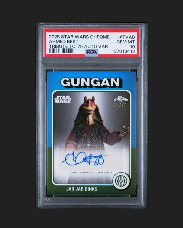 2025 Topps Star Wars 1975 Tribute Ahmed Best as Jar Jar Binks Auto #/75 PSA 10