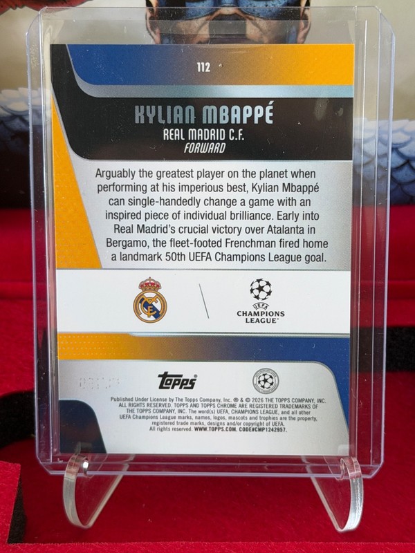 2025-26 Topps Chrome UCC Kylian Mbappe Aqua /199 view 2