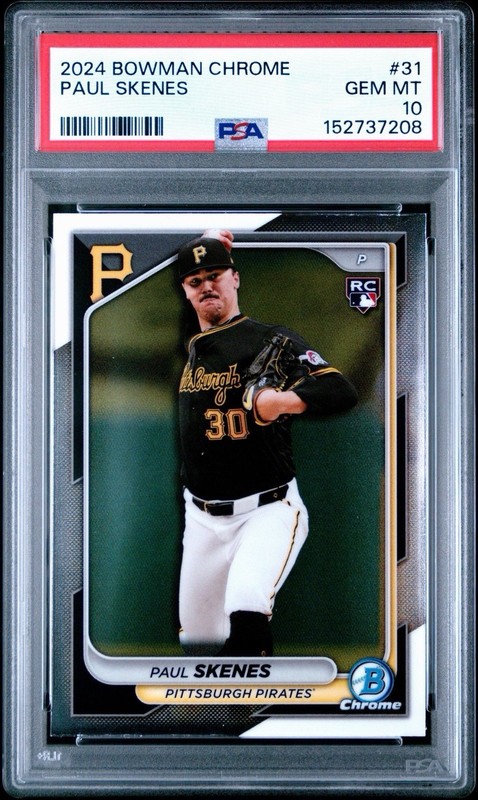2024 BOWMAN CHROME PAUL SKENES #31 - PIRATES (RC) PSA 10!!