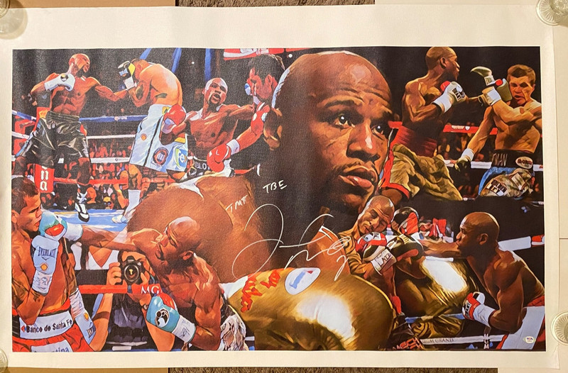 Floyd Mayweather Jr Signed Canvas Auto 28x44 Boxing PSA Poster