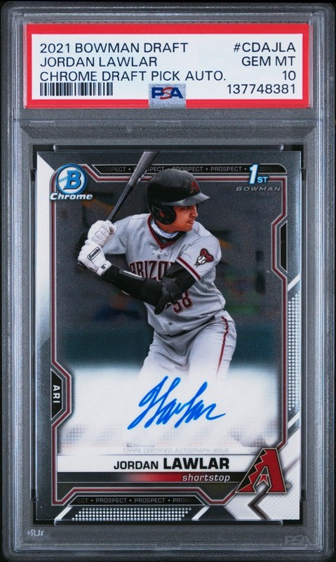 2021 Bowman Draft Chrome Jordan Lawlar 1st Bowman Auto PSA 10 GEM MINT #CDAJLA