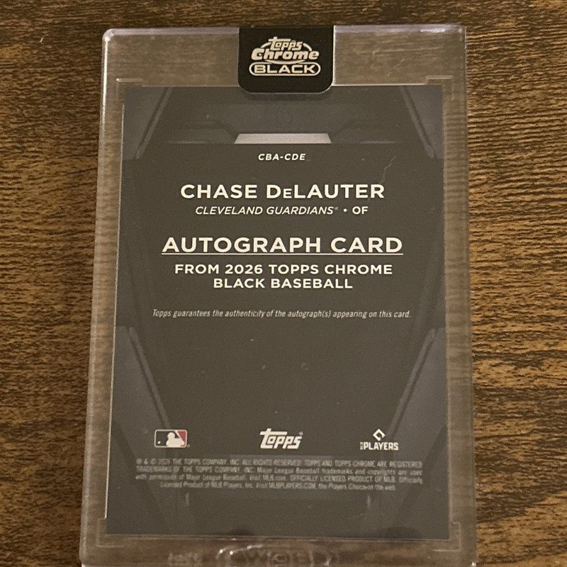 2026 Topps Chrome Black Chase Delauter Rookie RC Gold Auto /50 Encased view 2