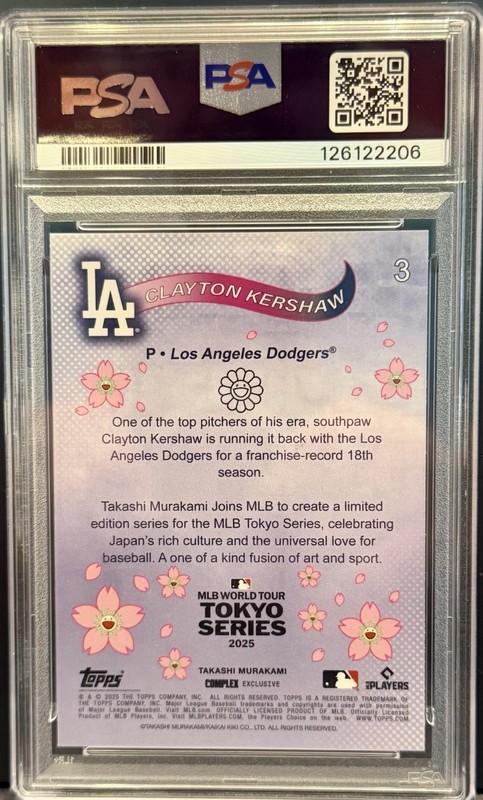 2025 Topps Murakami Clayton Kershaw Tokyo Series #3 PSA 10 Dodgers view 2