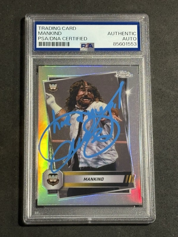 MANKIND 2025 TOPPS CHROME WWE REFRACTOR SIGNED AUTOGRAPHED CARD PSA/DNA