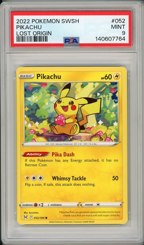 2022 Pokemon SWSH Lost Origin Pikachu #052 PSA 9