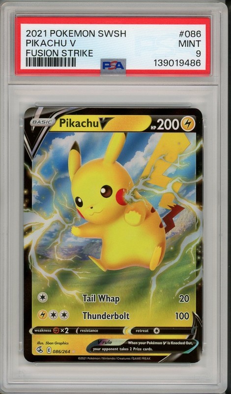 2021 Pokemon SWSH Fusion Strike Pikachu V #086 PSA 9