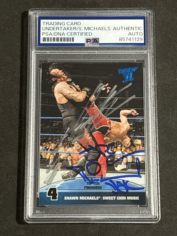THE UNDERTAKER & SHAWN MICHAELS 2013 TOPPS WWE SIGNED AUTOGRAPHED CARD PSA/DNA