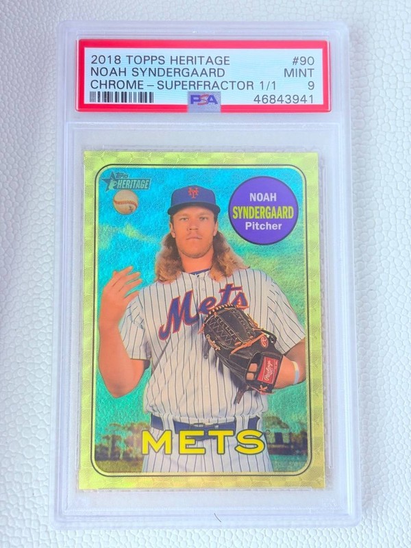 2018 Topps Heritage NOAH SYNDERGAARD CHROME SUPERFRACTOR 1/1 PSA 9 MINT #90 METS